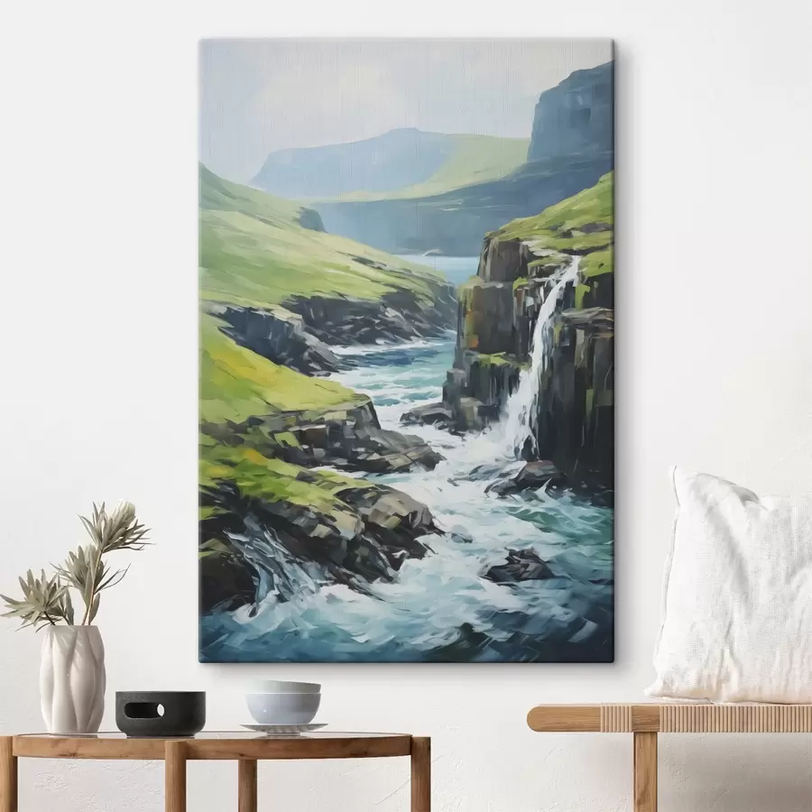 Glezna Upe starp fjordiem glezniecības imitācija s42125