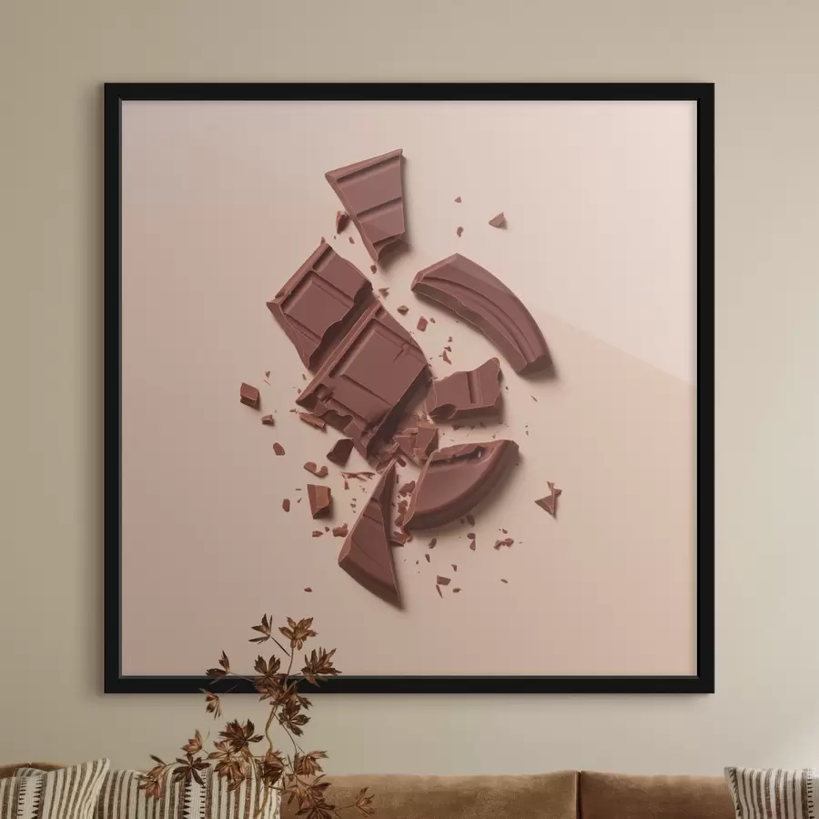 Fototapetes Dažādu formu salauzti šokolādes gabaliņi un drupatas f42114