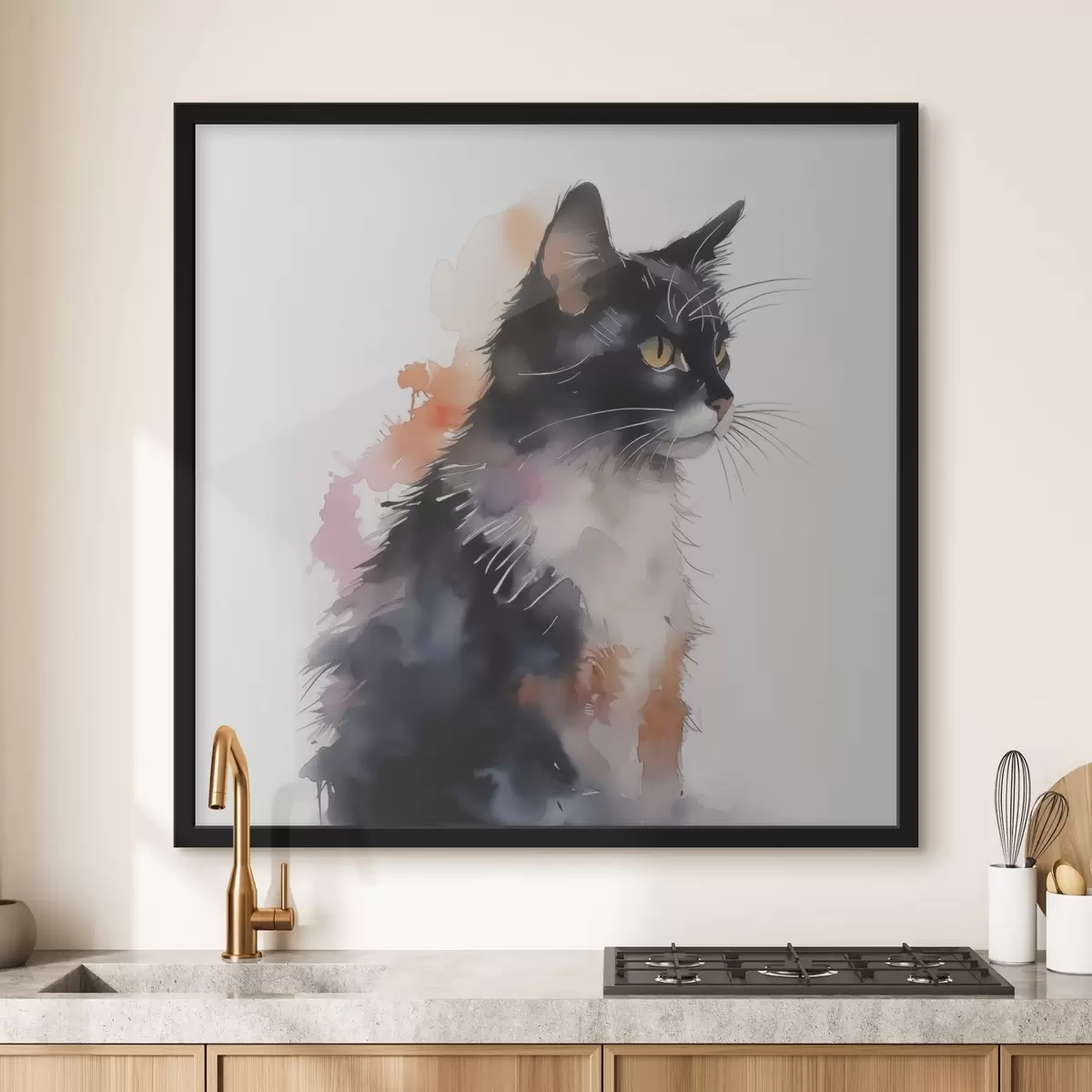 Plakāts Kaķa imitācija akvarelis f42121