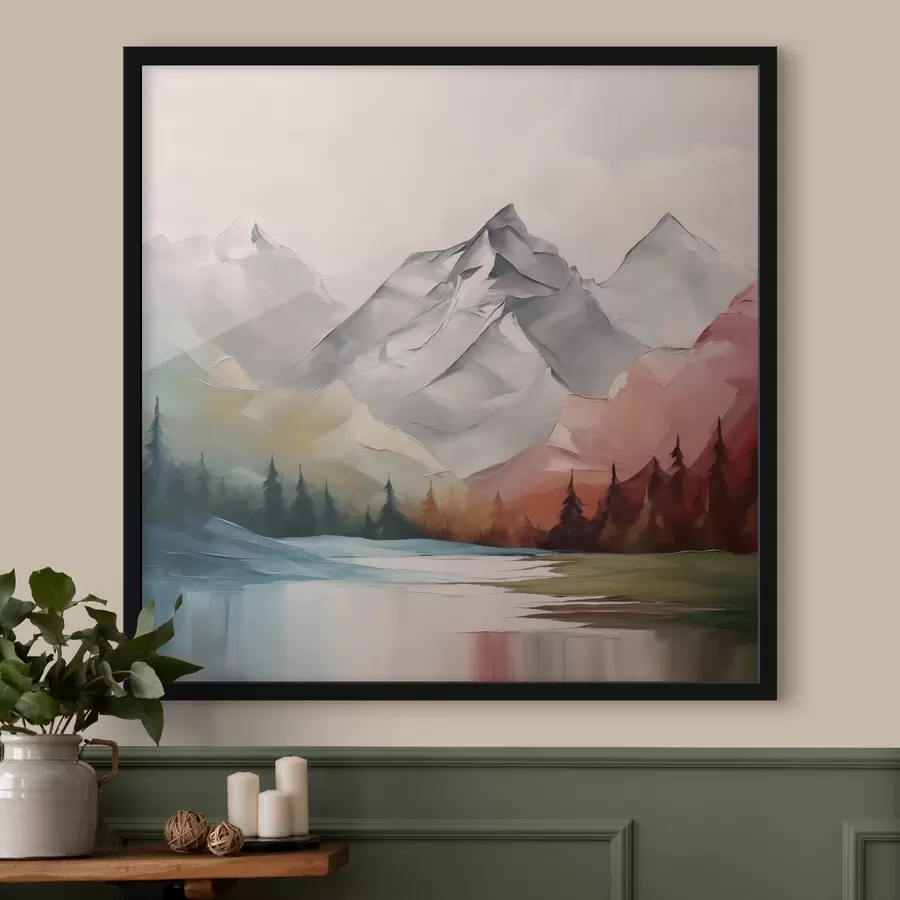 Fototapetes Kalni un meža glezniecības imitācija f42128