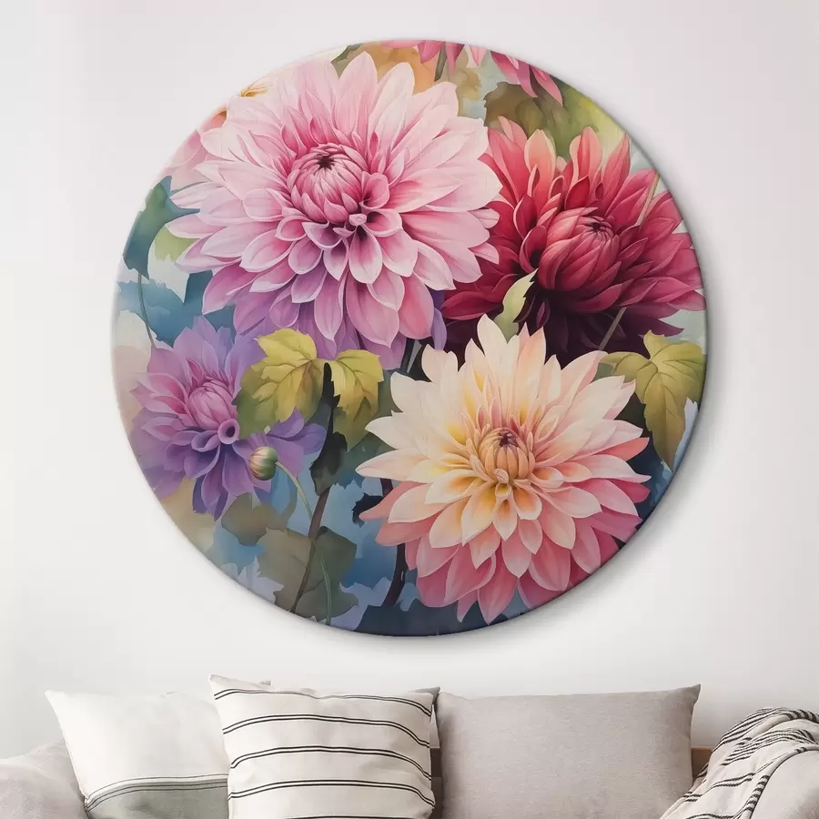 Glezna Spilgtas krizantēmas, kas imitē akvareļu stilu r42116