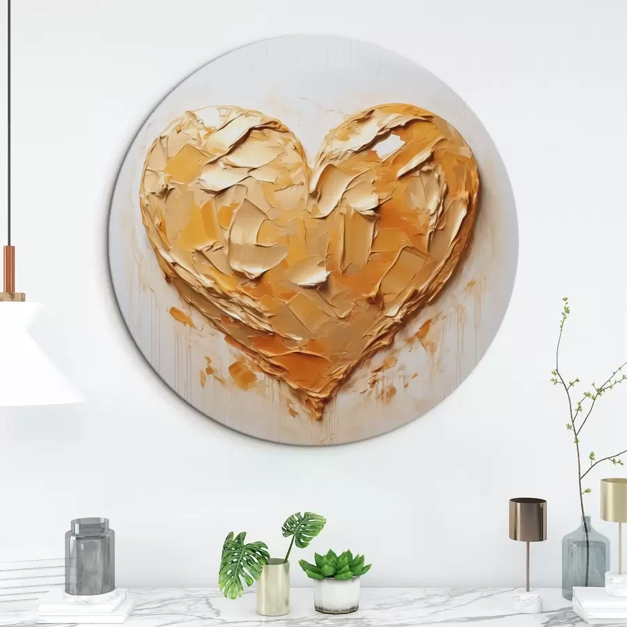 Glezna Sirds imitācija krāsu triepienu, dzeltenos un oranžos toņos r42124