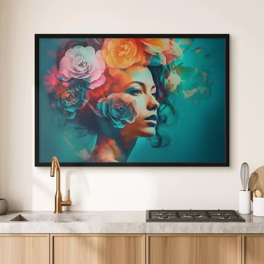 Fototapetes Jauka sieviete ar ziediem f35366