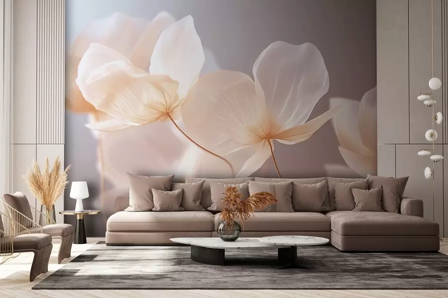 Fototapetes Lotosa ziedlapiņas, maiga kompozīcija ar rozā fonu w08500v1