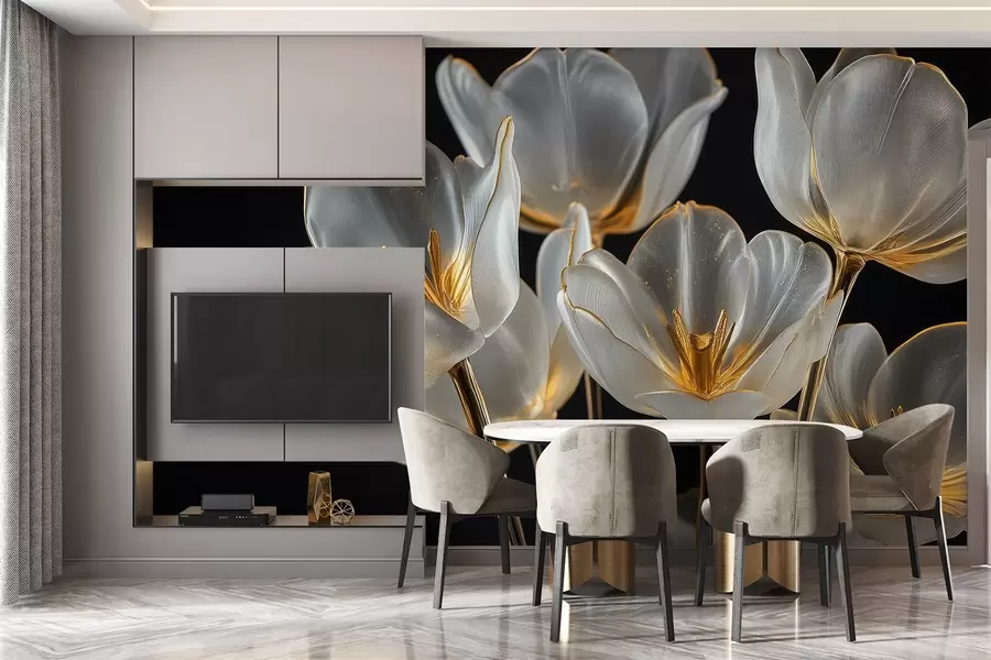 Fototapetes Tulpju pušķis stikla skulptūras stilā w08489