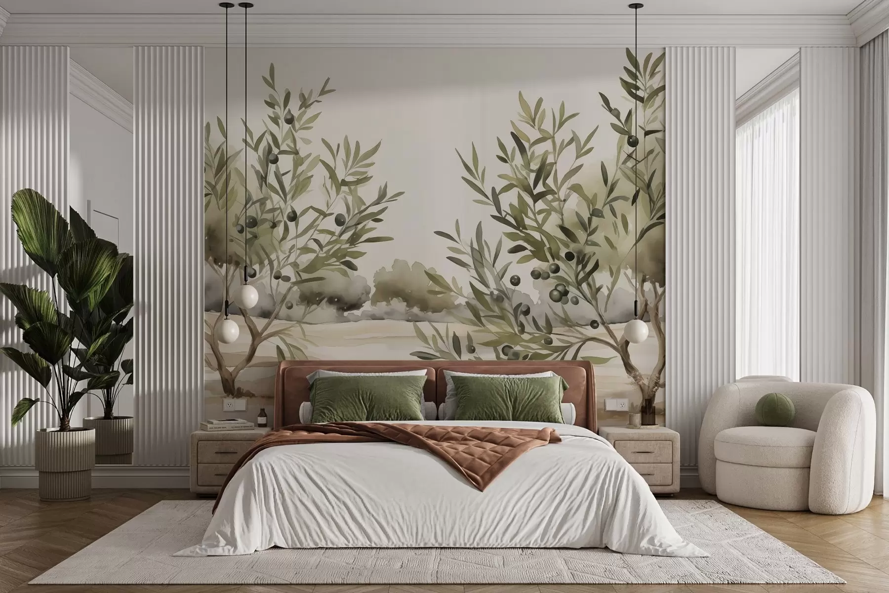 Fototapetes Olīvkoku abstrakta imitācija akvarelis w02583