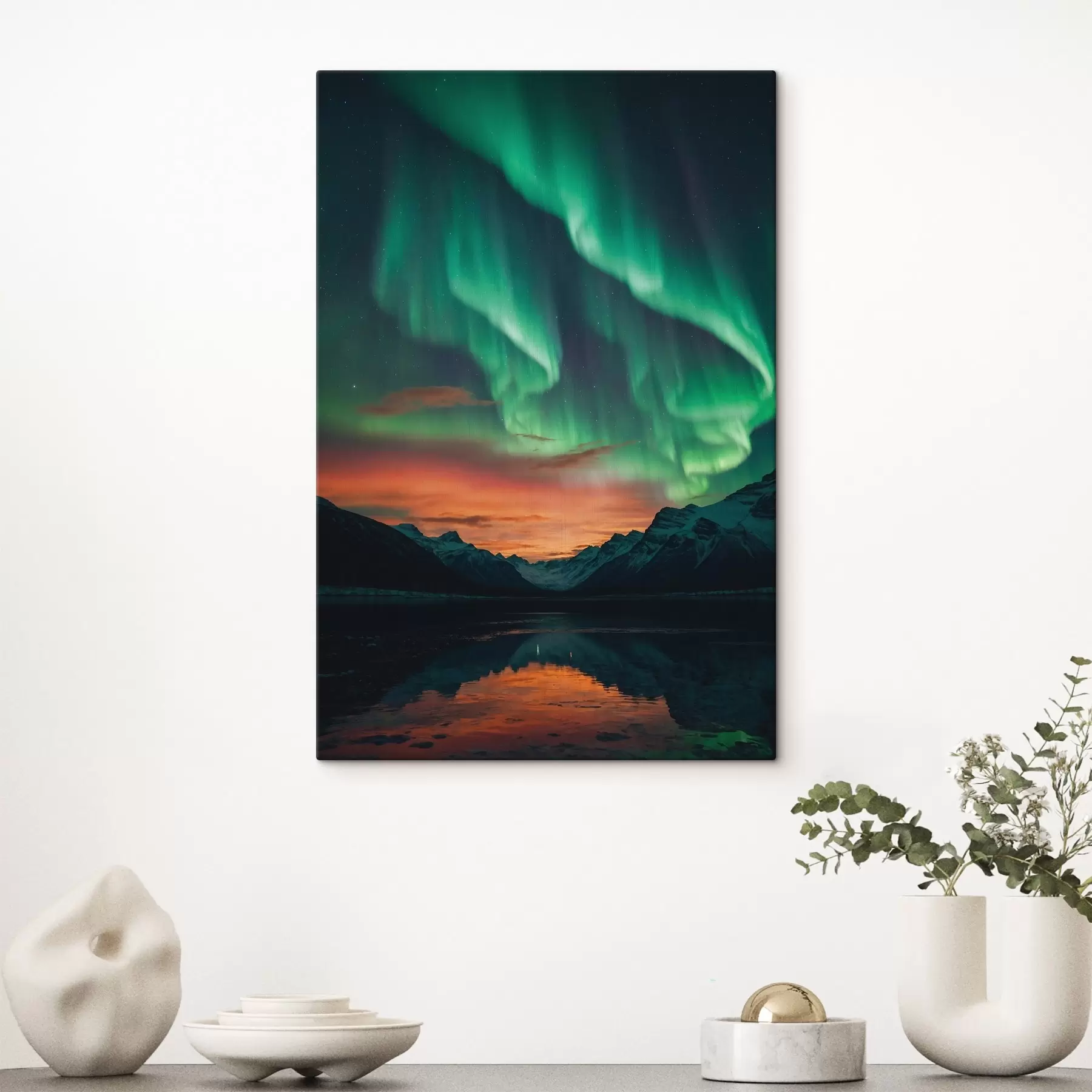 Fototapetes Ziemeļblāzma virs kalniem s41783