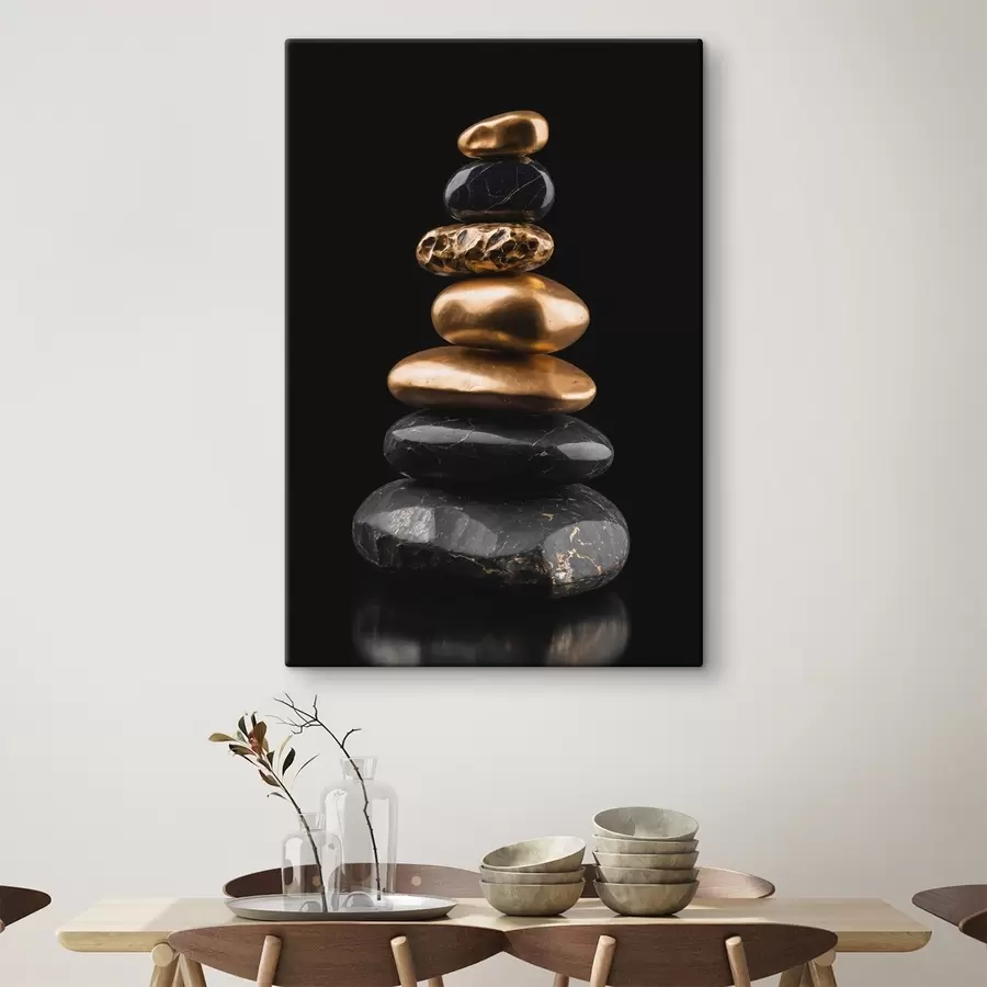 Glezna Melni un dzelteni akmeņi uz tumša fona s42094