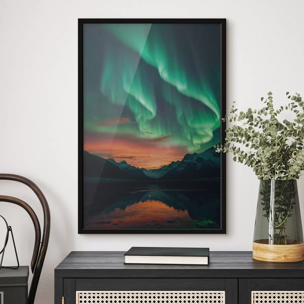 Plakāts Ziemeļblāzma virs kalniem f41783