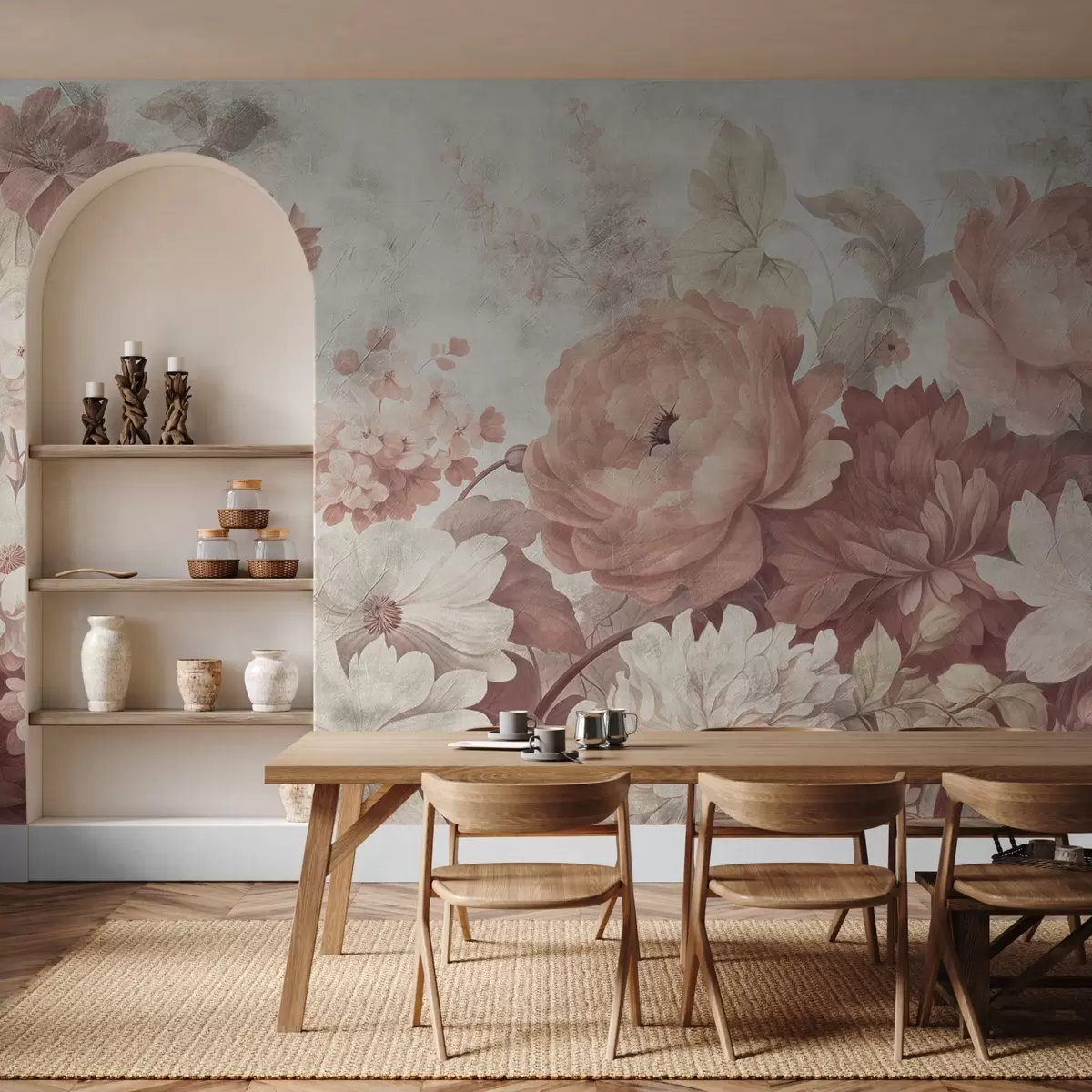 Fototapetes Lieli ziedi uz novecojuša fona w08516