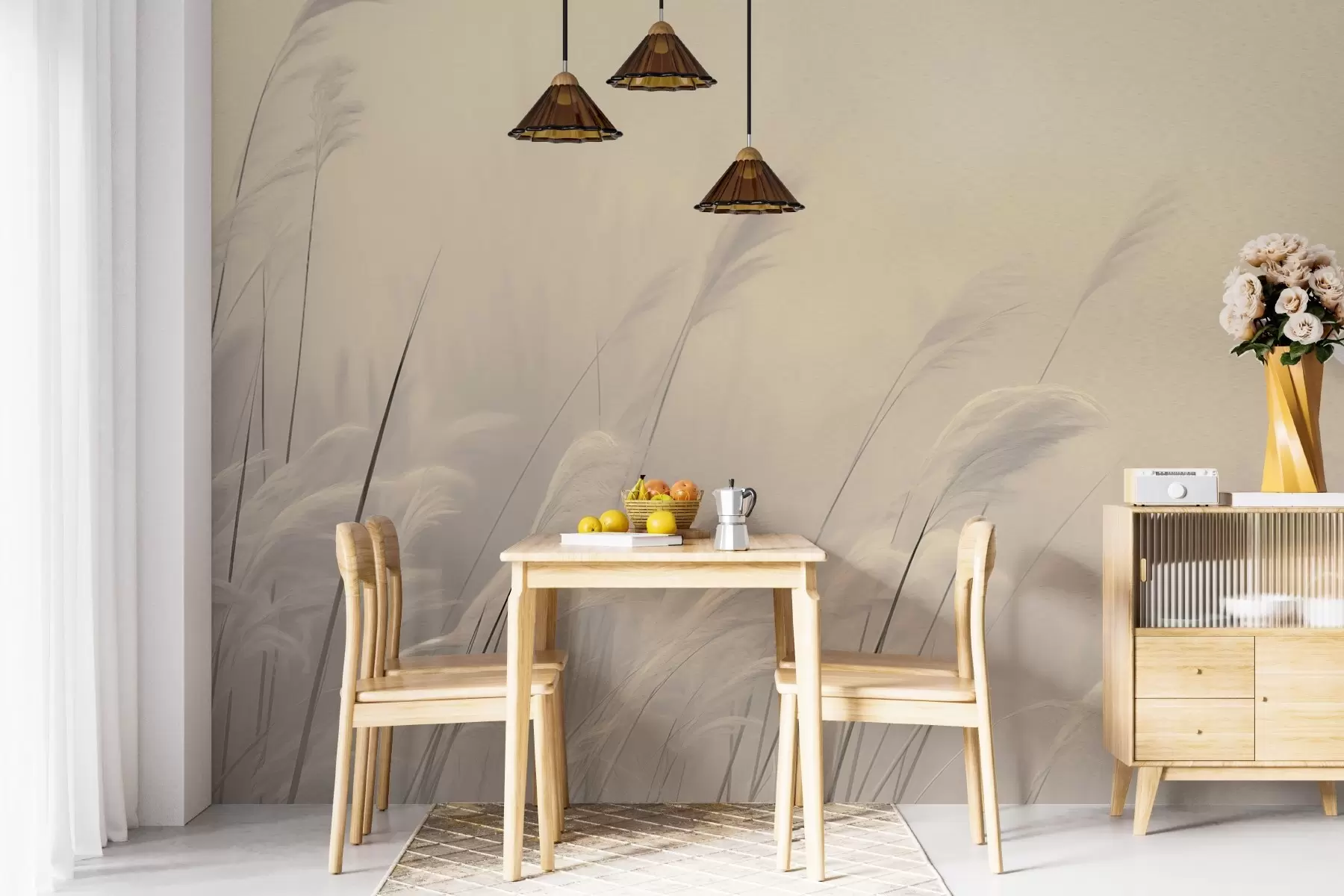 Fototapetes Sausā zāle sēpijas krāsās w02599