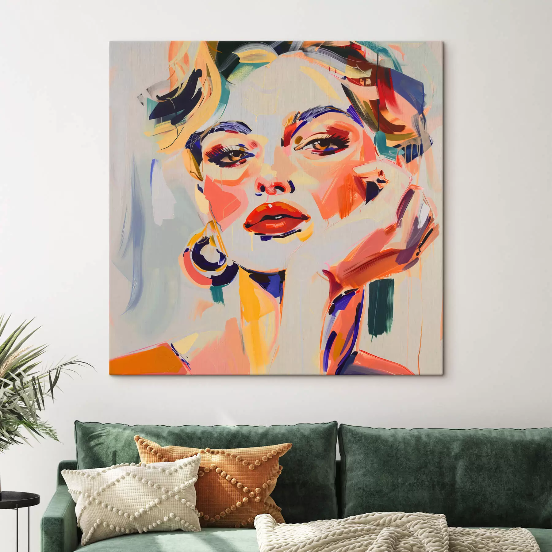 Fototapetes Sievietes portrets ar daudzkrāsainiem triepieniem s42111