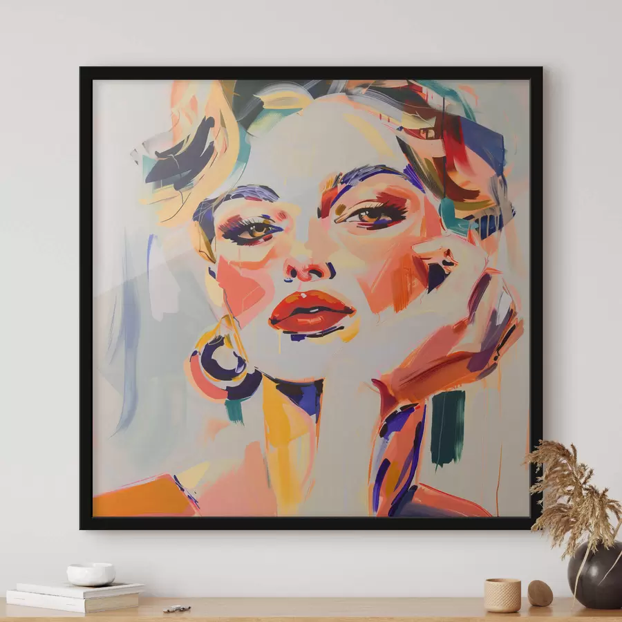 Fototapetes Sievietes portrets ar daudzkrāsainiem triepieniem f42111