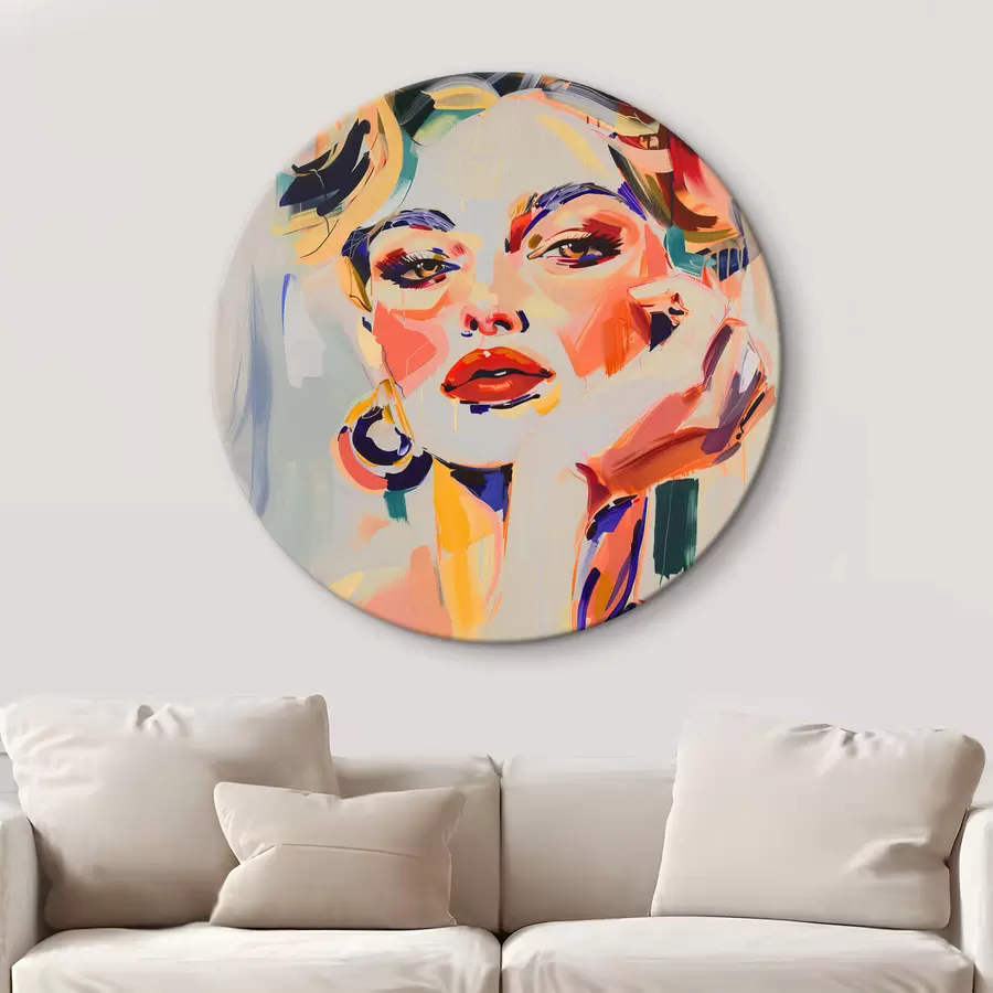 Glezna Sievietes portrets ar daudzkrāsainiem triepieniem r42111