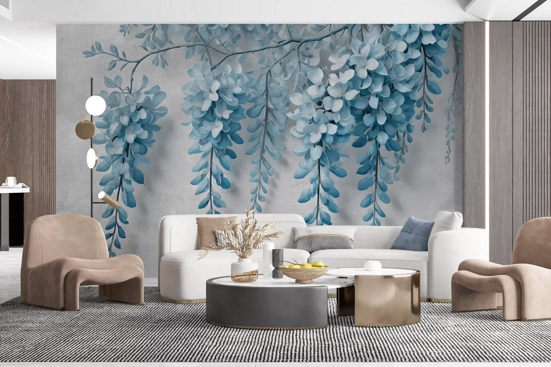 Fototapetes Sulīgs ziedu pušķis uz sienas akvareļu stilā w02611v2