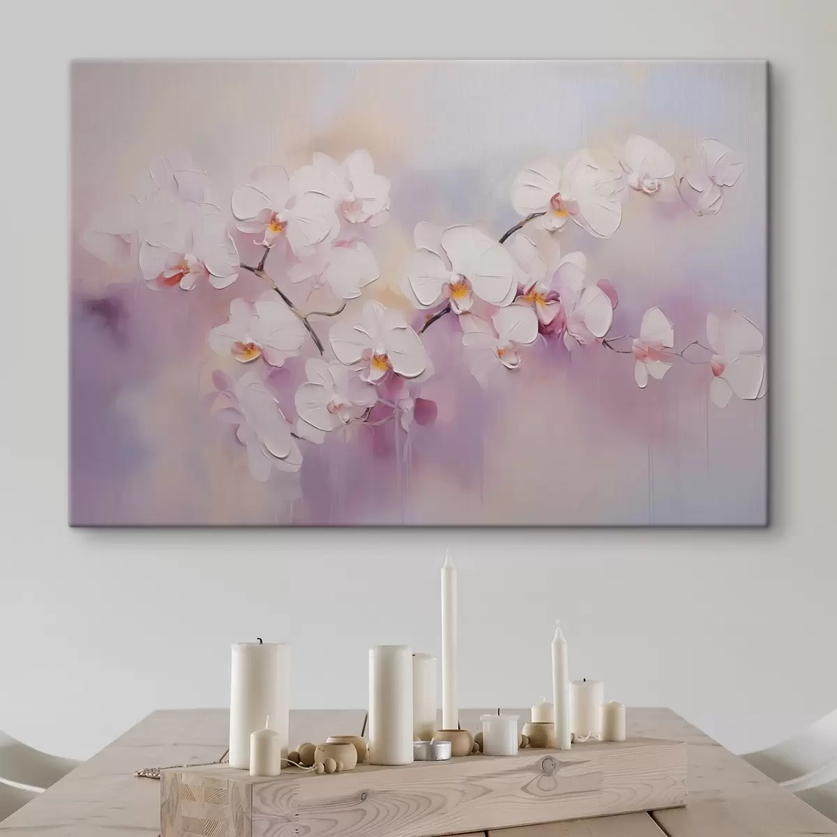 Glezna Zariņš ar baltām orhidejām glezniecības imitācija s42141