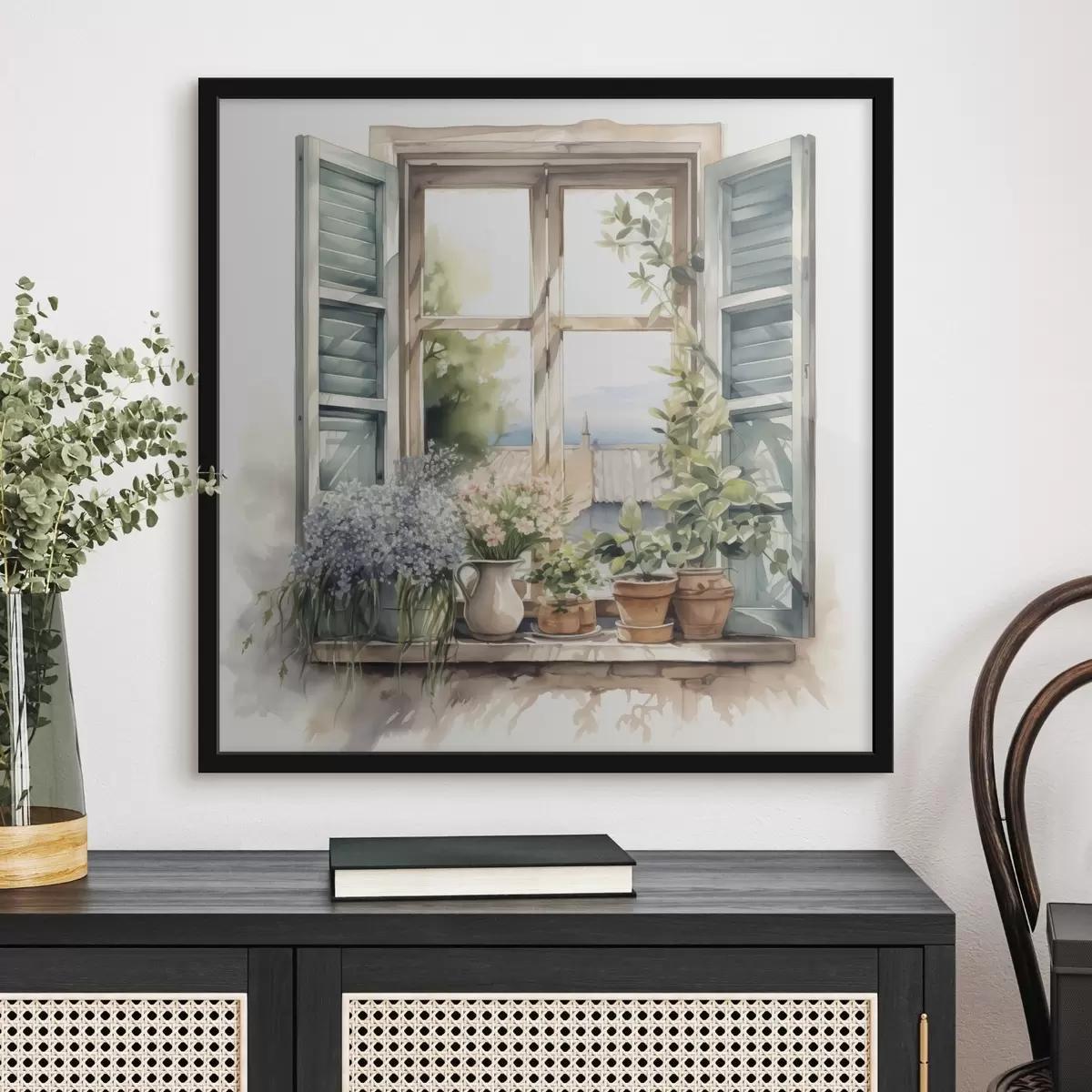 Plakāts Veģetācija uz palodzes imitācija akvarelis f42144