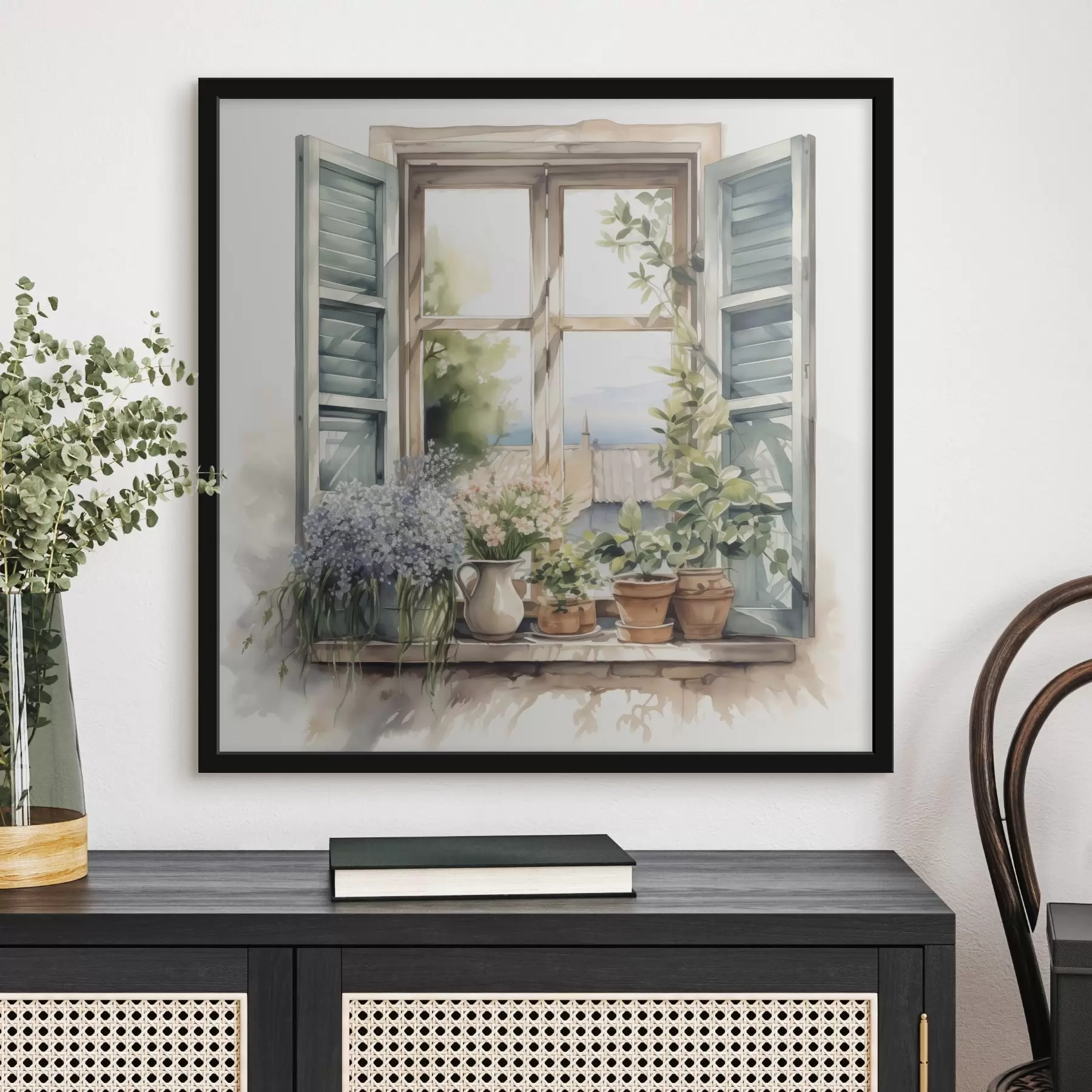 Fototapetes Veģetācija uz palodzes imitācija akvarelis f42144