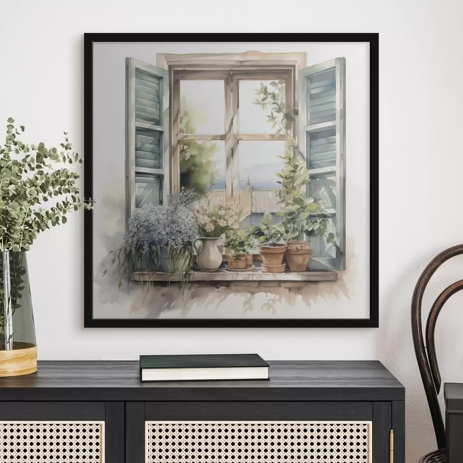 Fototapetes Veģetācija uz palodzes imitācija akvarelis f42144