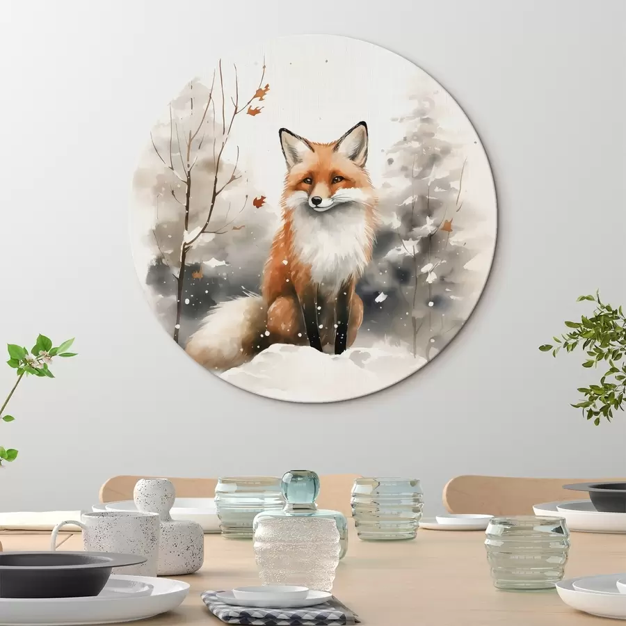 Glezna Lapsu mazuļi sniegotā meža akvareļa imitācijā r42146