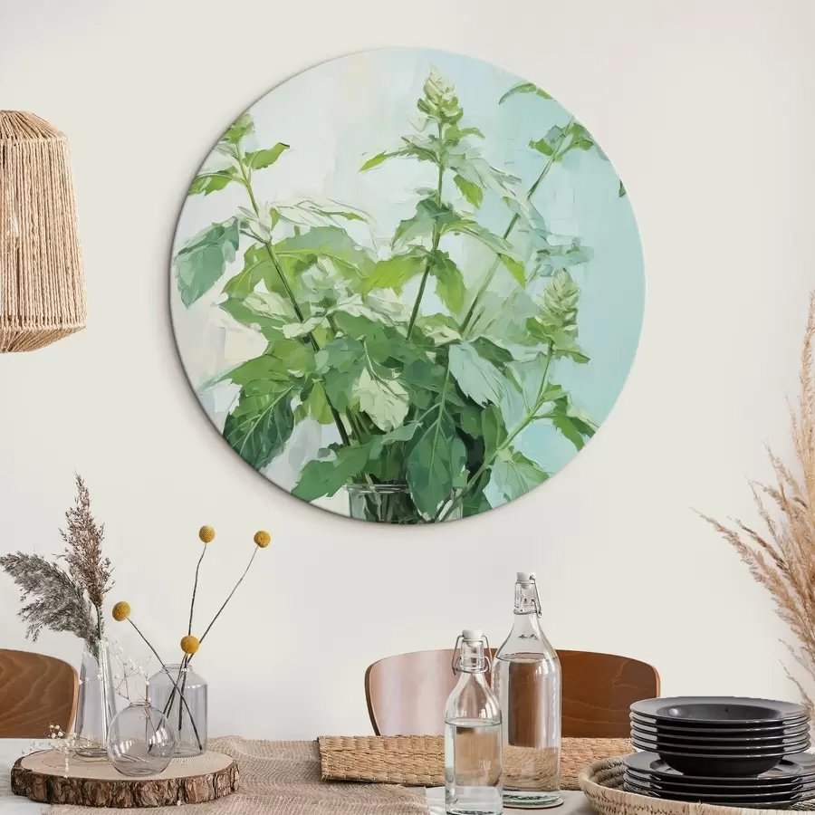 Glezna Veģetācija caurspīdīgā vāzē, kas imitē glezniecību r42148