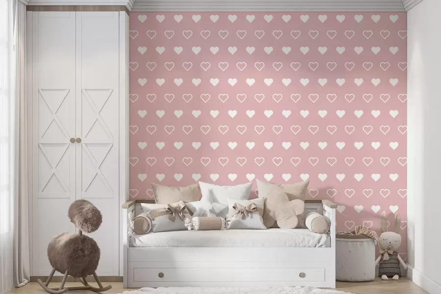 Fototapetes minimālisma sirds druka uz rozā fona w02548