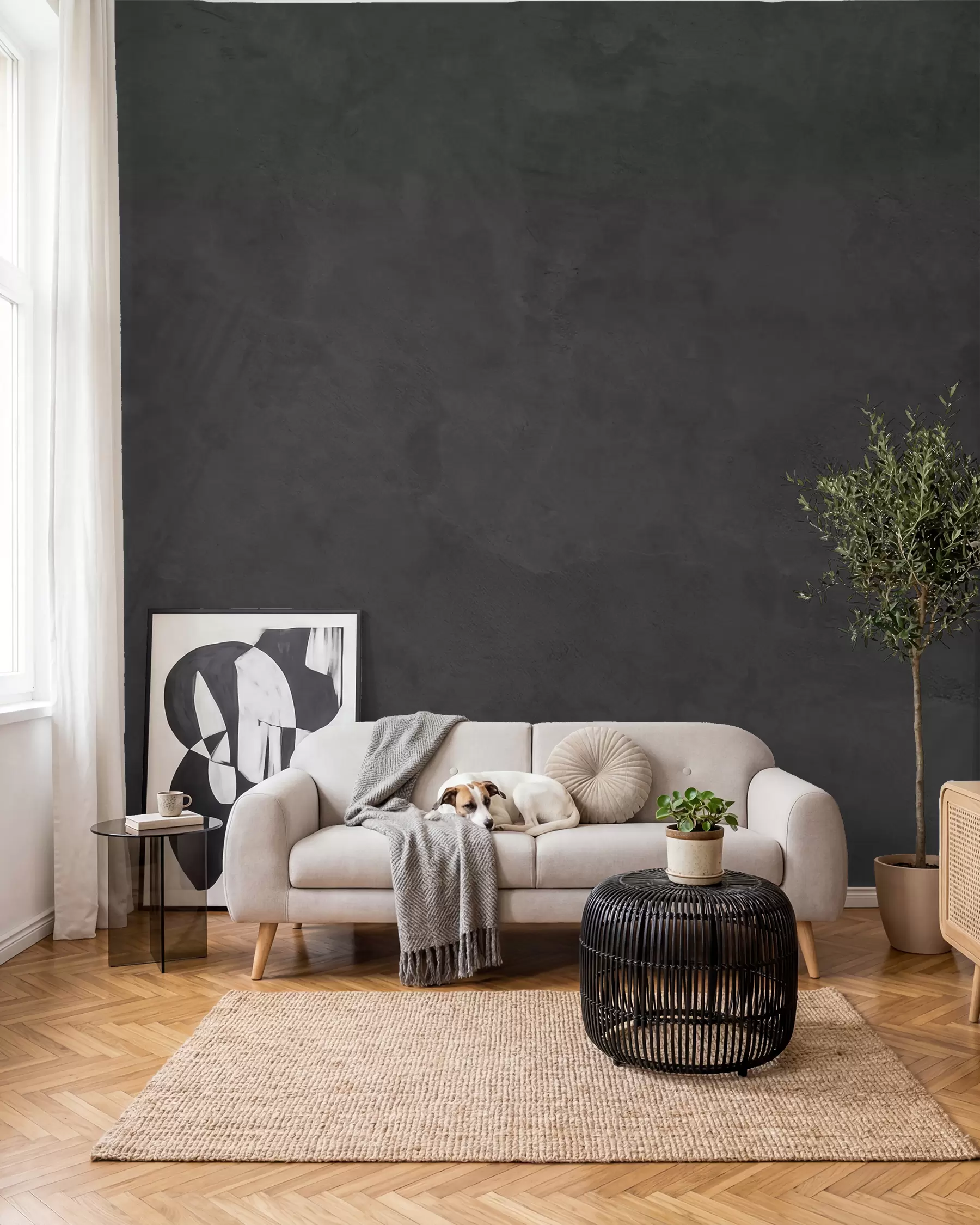 Fototapetes Betons antracīta tonī w02553