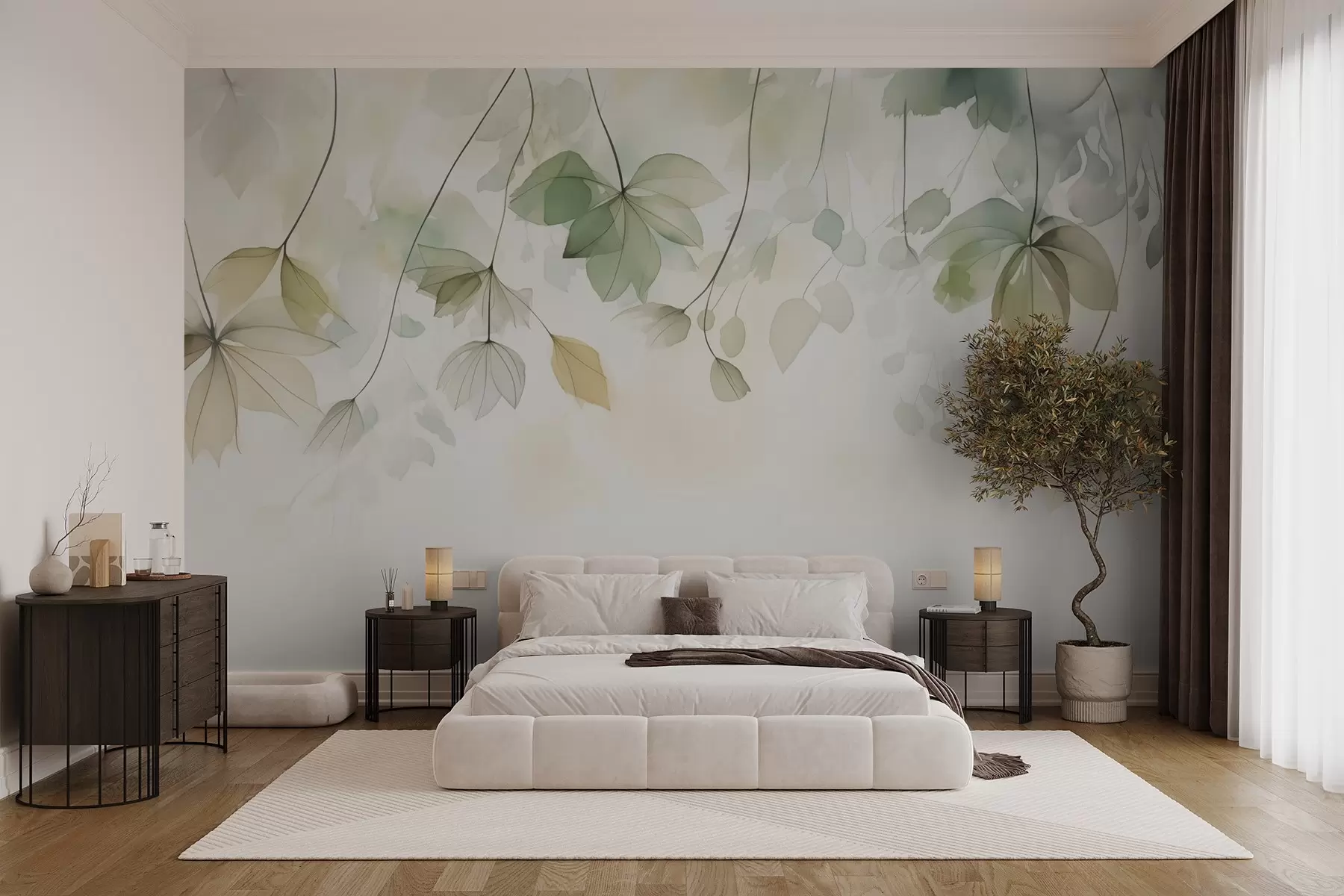 Fototapetes Abstraktā veģetācija, kas imitē akvareli w02637