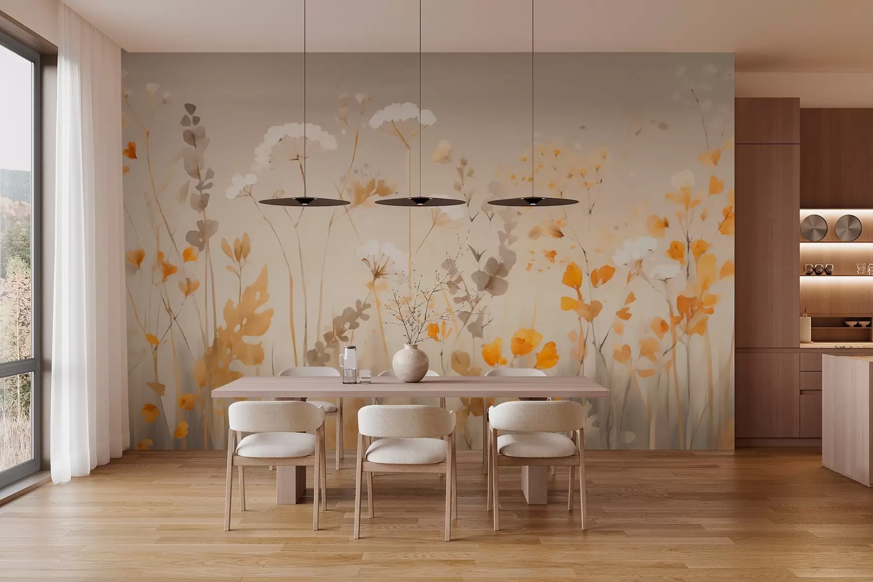 Fototapetes Lauka izplūduši ziedi w02580