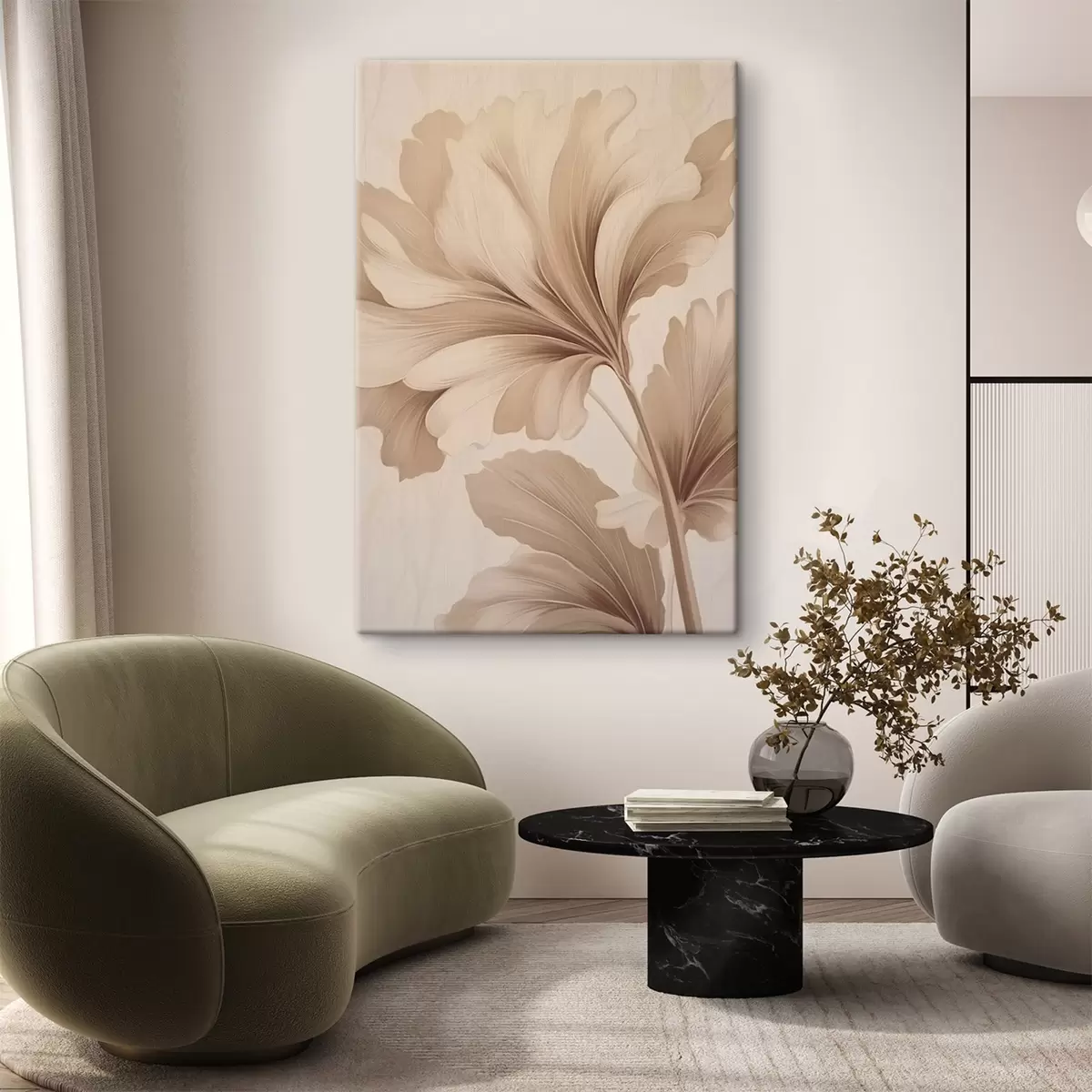 Glezna Smilškrāsas lapas ar gludām līknēm s42161