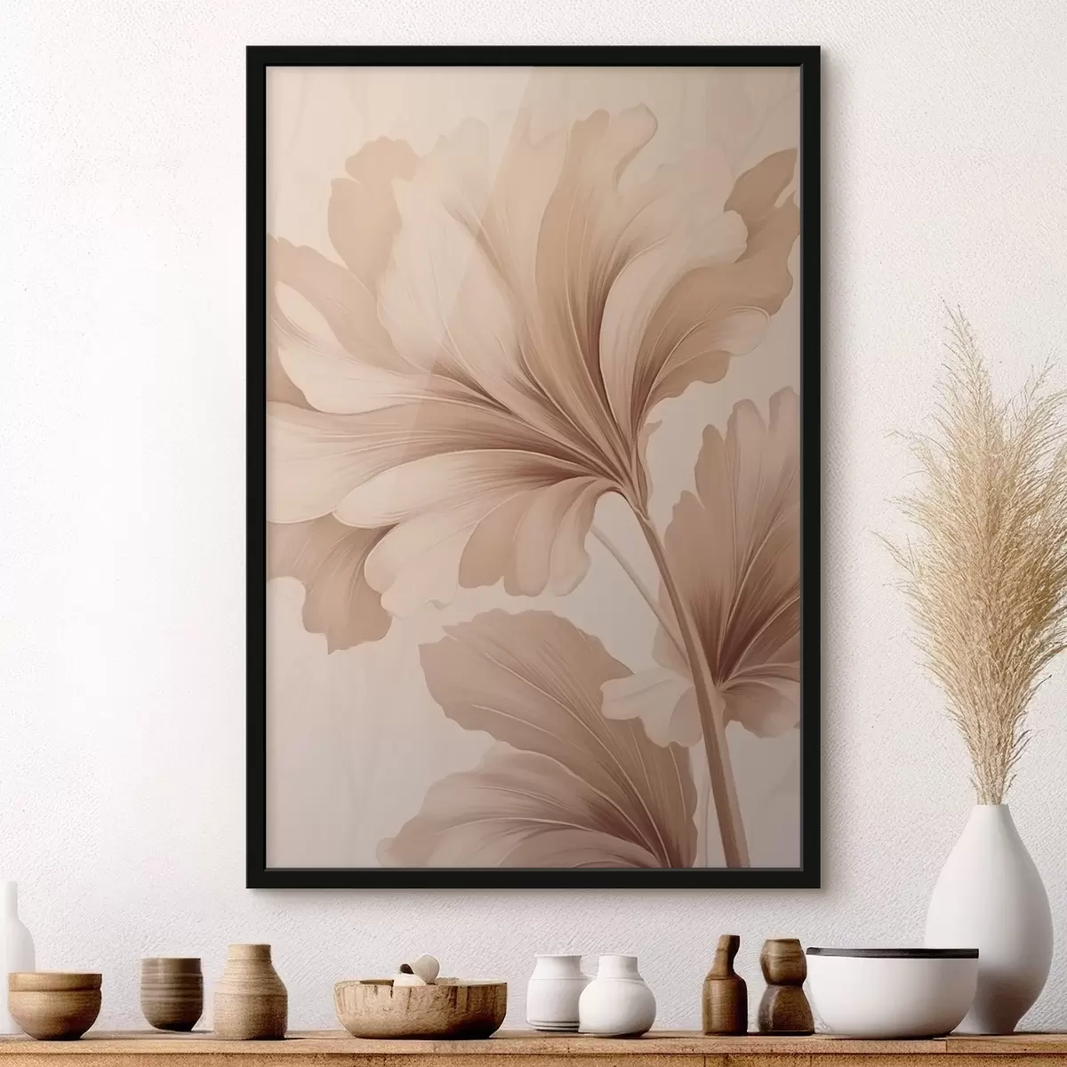 Plakāts Smilškrāsas lapas ar gludām līknēm f42161