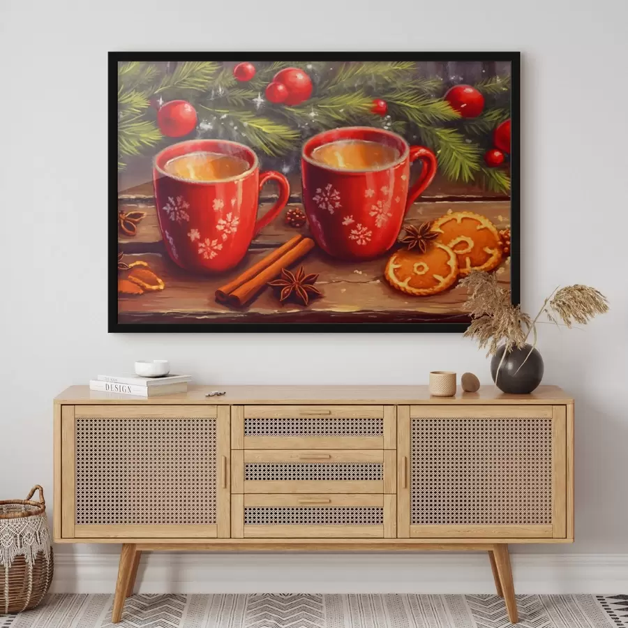 Fototapetes Tējas tases starp svētku zariem f42164