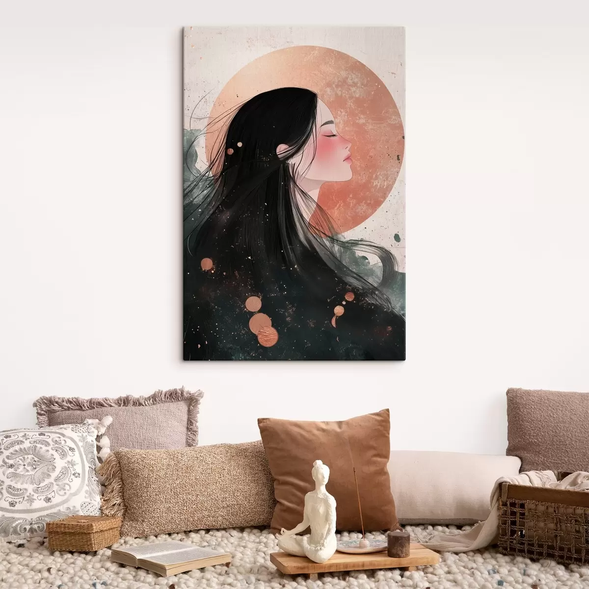 Glezna Skaista meitene, austrumu stils, saule, rozā krāsas s42195