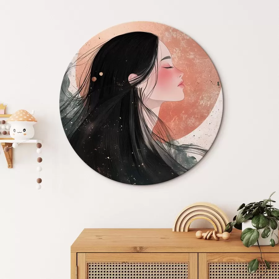 Glezna Skaista meitene, austrumu stils, saule, rozā krāsas r42195