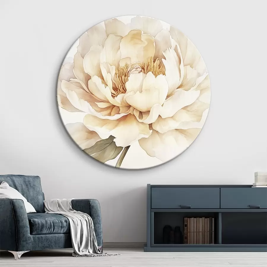 Glezna Skaists peonijas zieds, maigas krēmkrāsas krāsas, akvareļu stilā r42201
