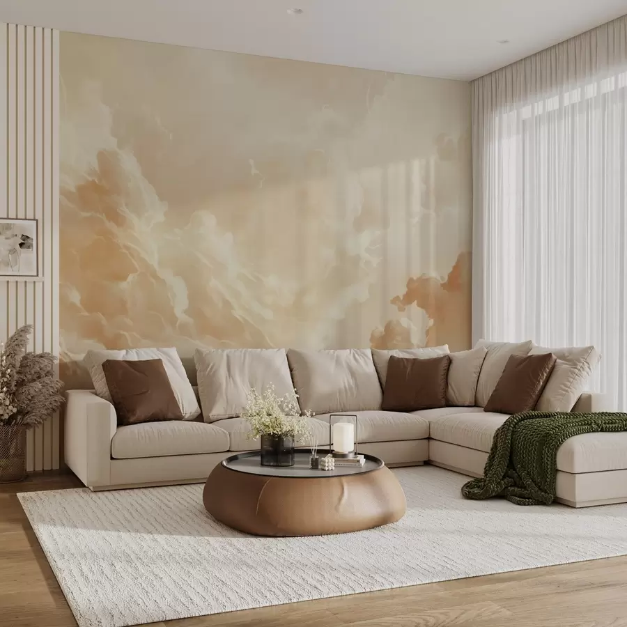 Fototapetes Bēšas debesis ar mākoņiem gleznainā stilā w08550