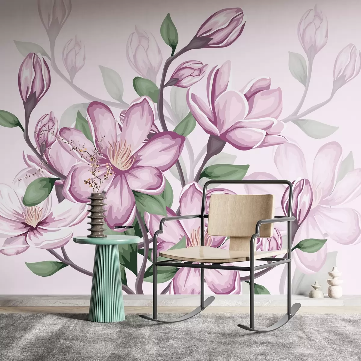 Fototapetes lieli rozā ziedi w02663