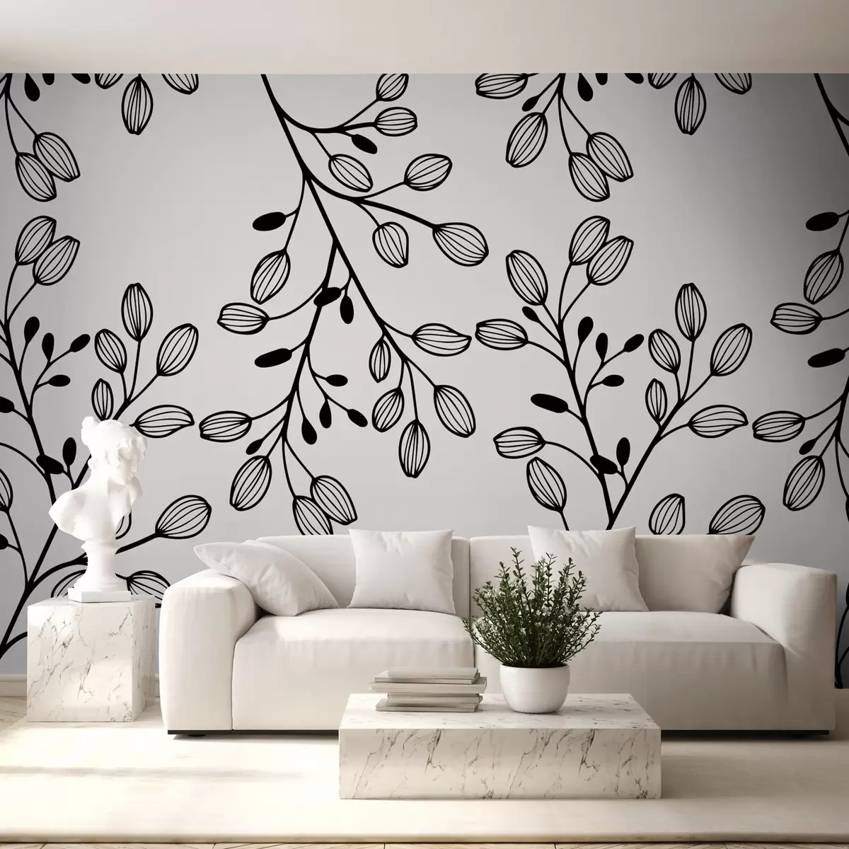 Fototapetes krāsoti zariņi uz pelēka fona w02665v1