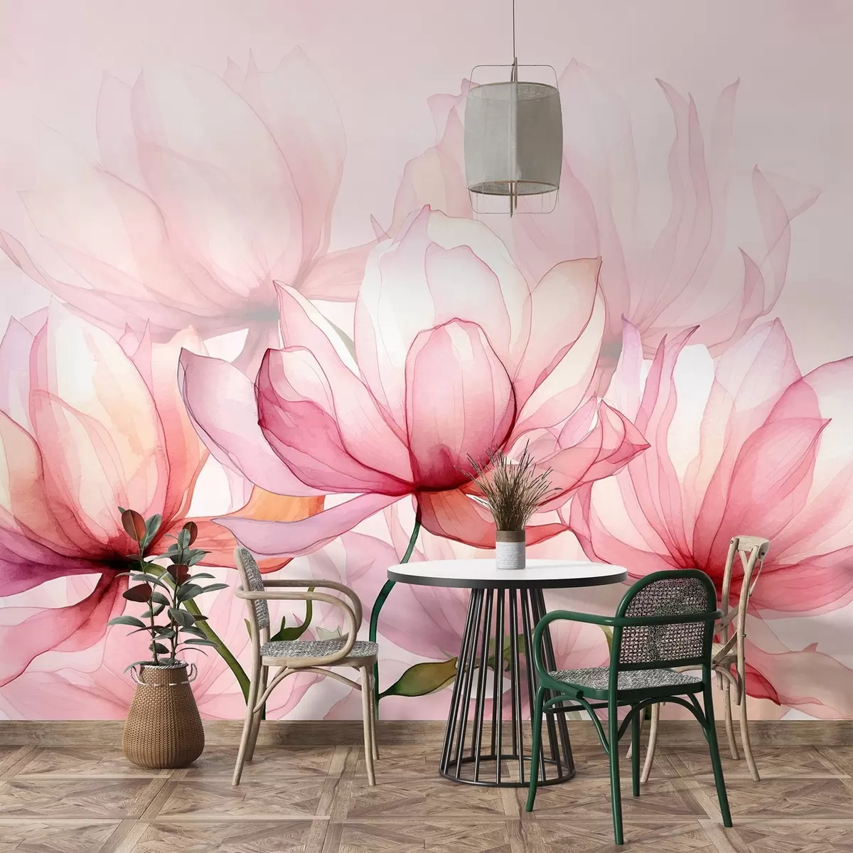 Fototapetes lieli rozā ziedi w02674