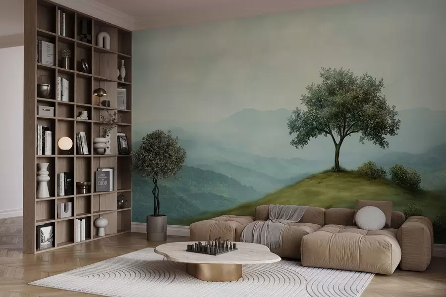 Fototapetes panorāma ar koku uz kalna w02683