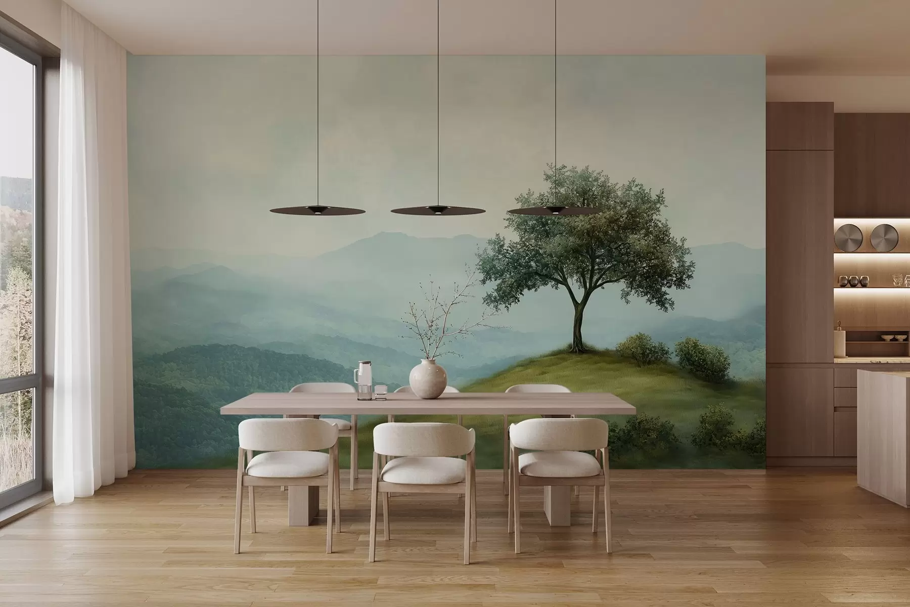 Fototapetes panorāma ar koku uz kalna w02683