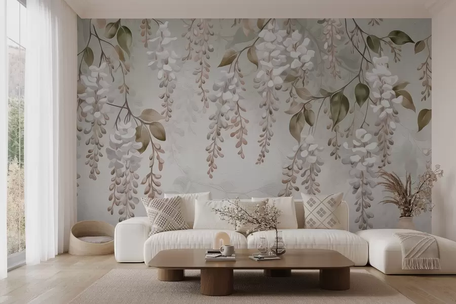 Fototapetes Stilizēti apgleznoti ziedoši zari w02627v2