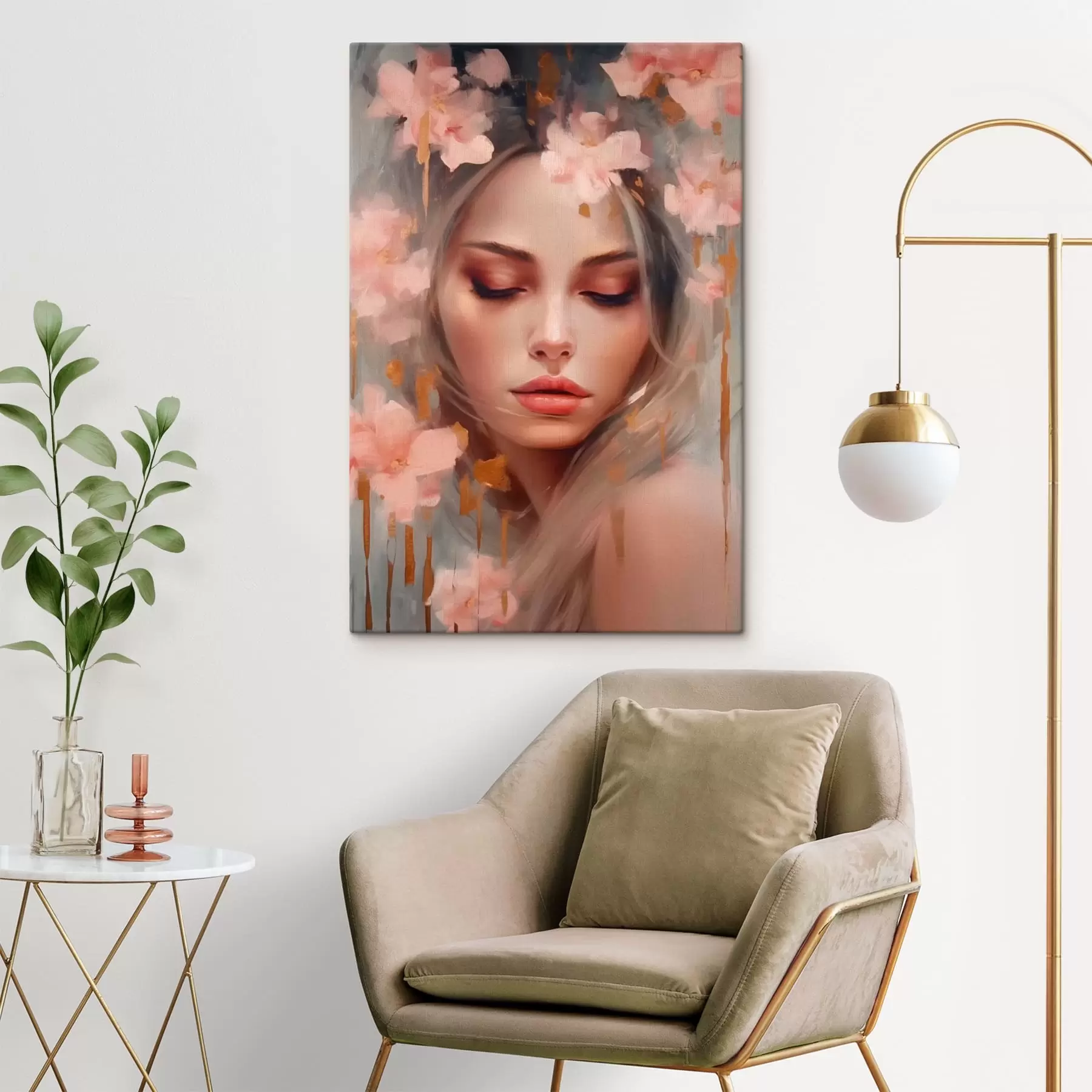 Glezna Skaista meitene un ziedi s42299