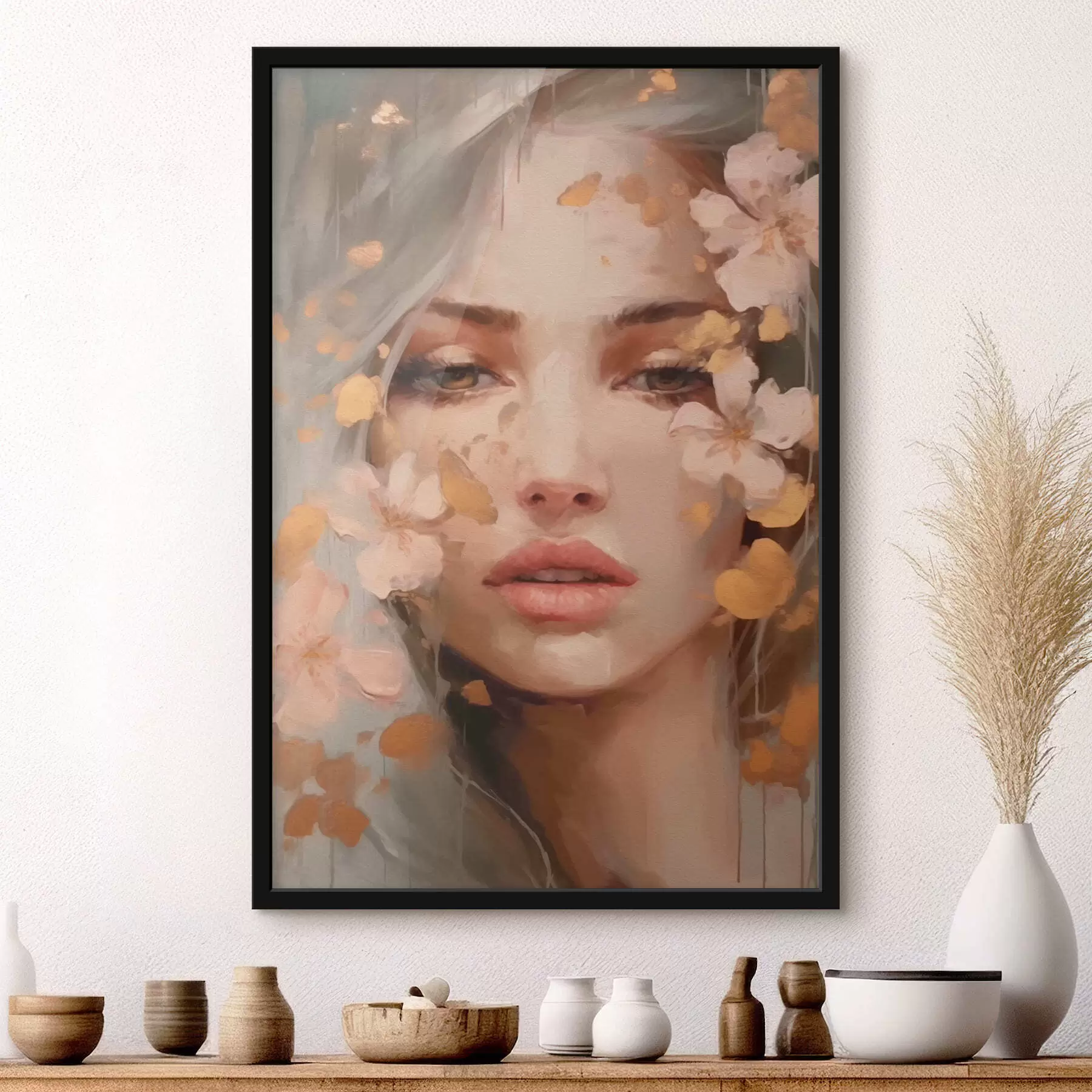 Fototapetes Meitene un rozā ziedi f42301