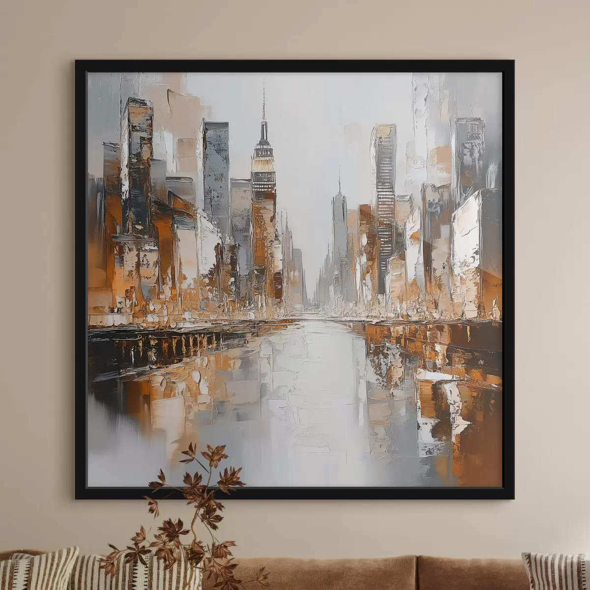 Plakāts Abstrakta pilsēta ar otas triepienu imitāciju f42133