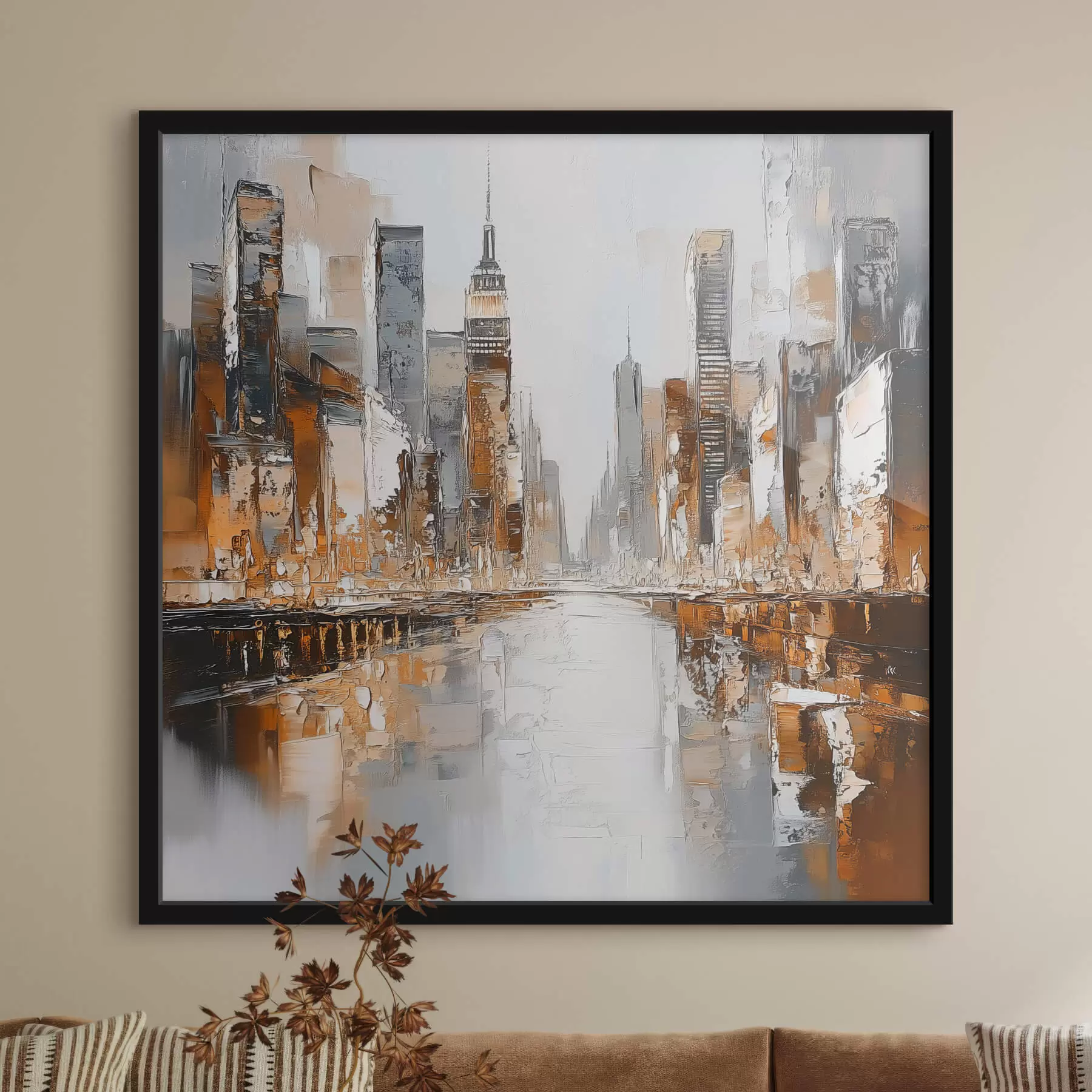 Fototapetes Abstrakta pilsēta ar otas triepienu imitāciju f42133