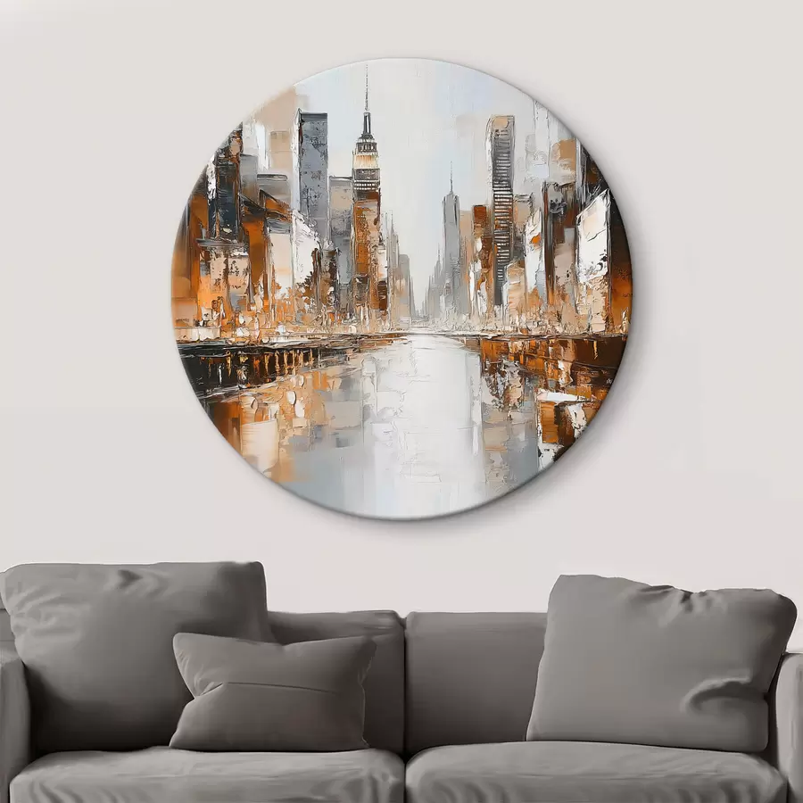 Glezna Abstrakta pilsēta ar otas triepienu imitāciju r42133