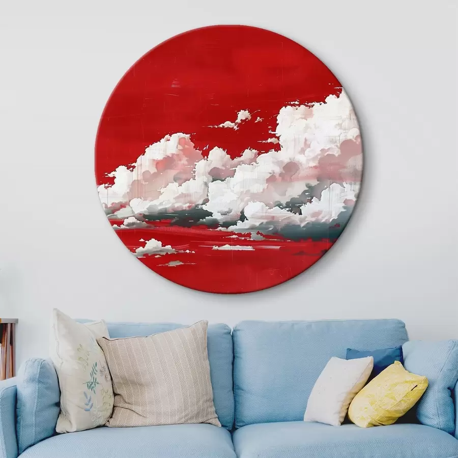 Glezna Vētras mākoņi uz sarkana fona r40987