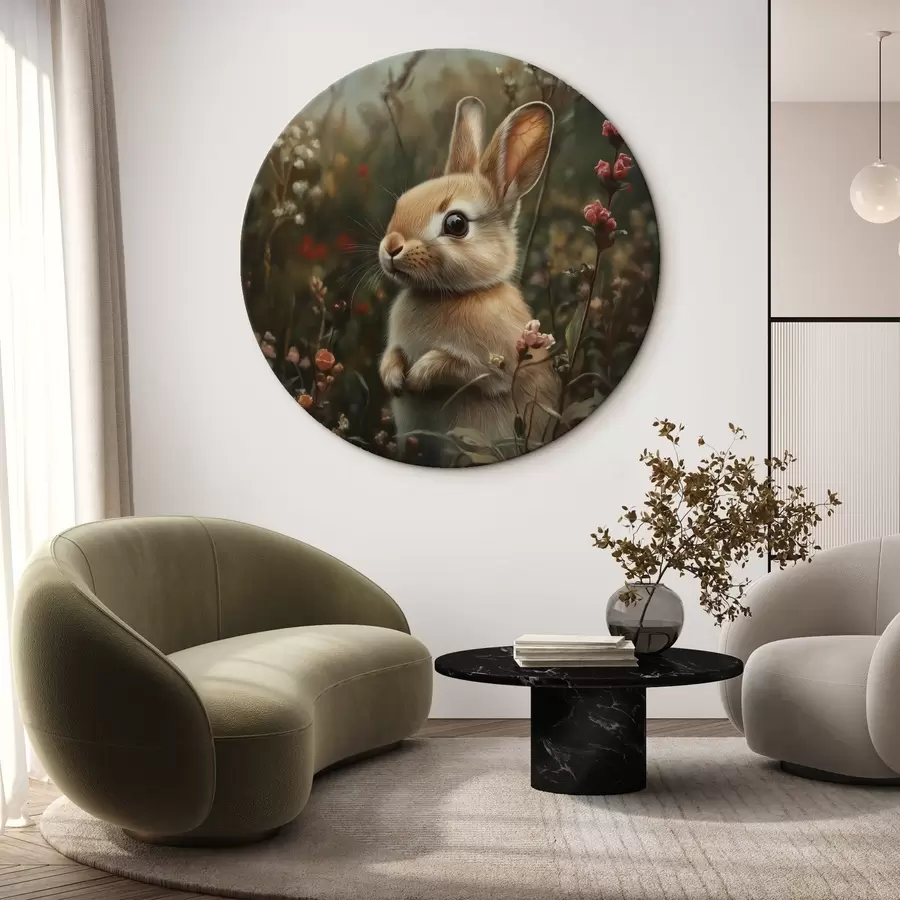 Glezna Gudrs zaķis savvaļas puķēs pasteļtoņos r40998