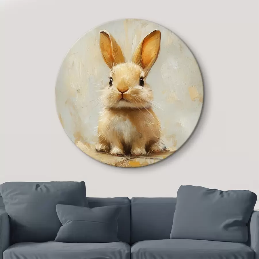 Glezna Bēšs zaķis uz gaiša fona ar drosmīgiem triepieniem ar otu r41000